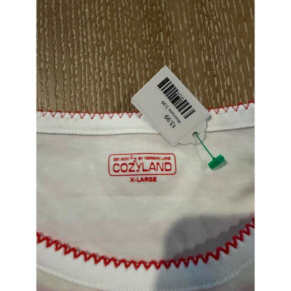 Cozyland Womens Pastel Stripe Pima Cotton Baby Jane Tee Crewneck Size XL - Picture 2 of 5